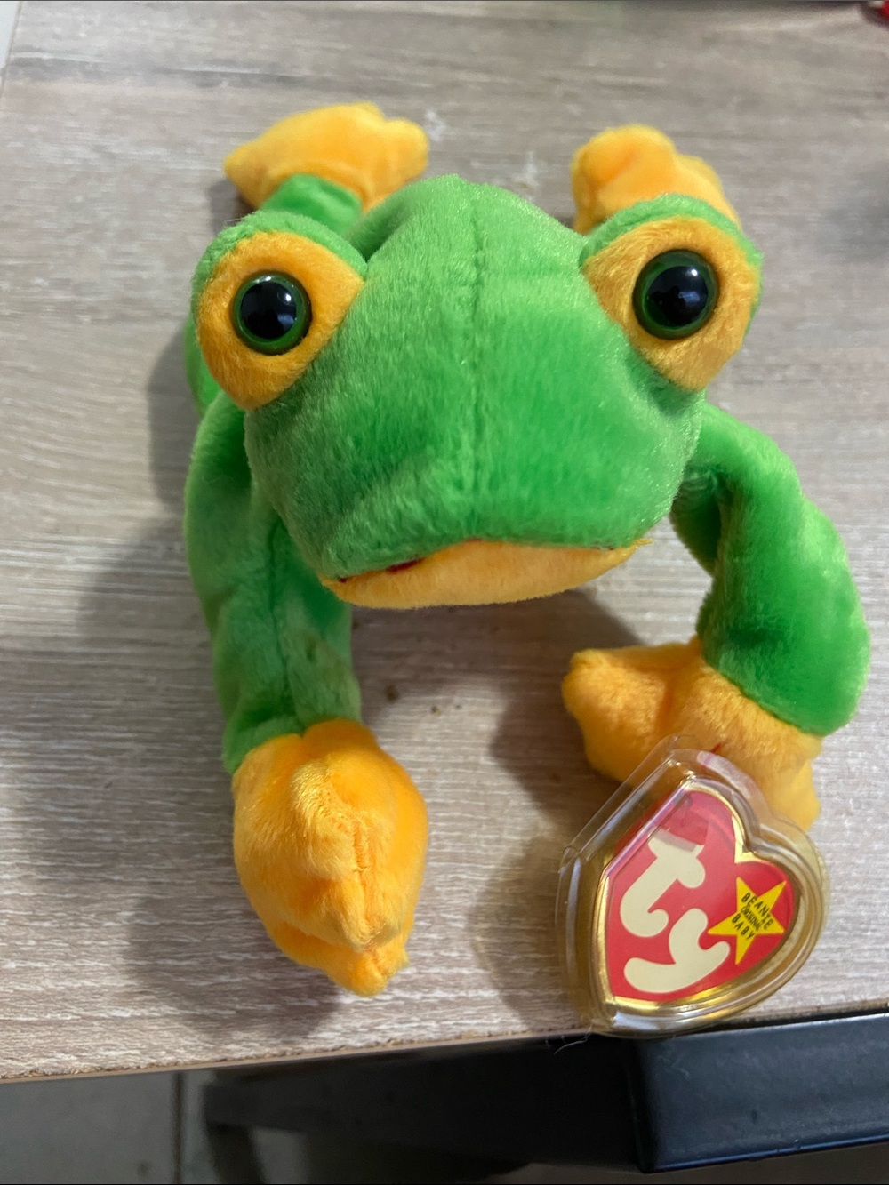 Vintage Ty Beanie Babies Smoochy The Frog Retired 1997 Rare New With Tags